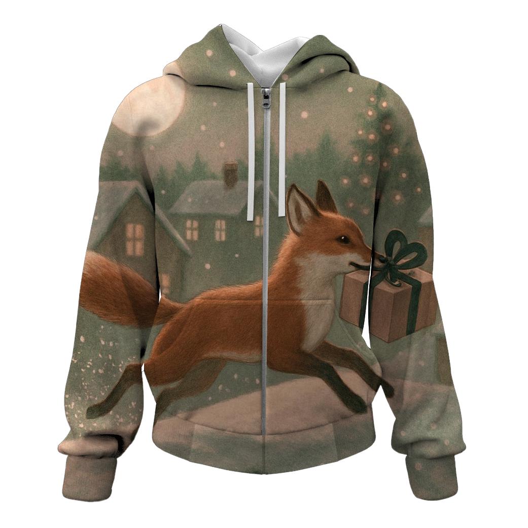 Midnight Christmas Fox Gift Courier designer hoodies