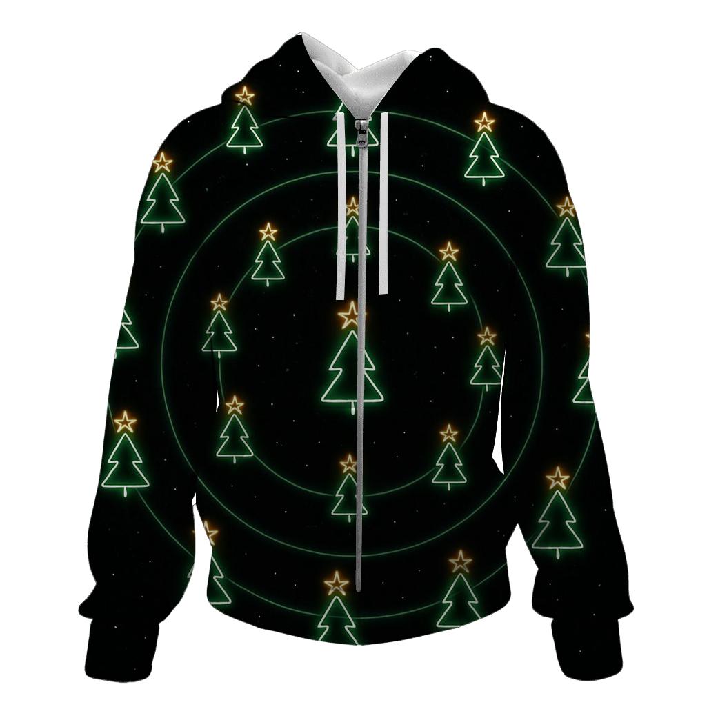 Radiant Christmas Tree Orbit Rings On Black hoodie trends