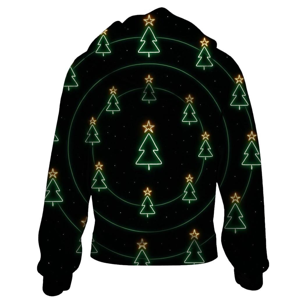 Radiant Christmas Tree Orbit Rings On Black hoodie trends