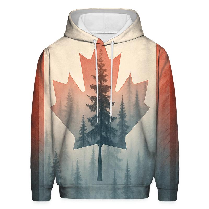 Canadian Flag Forest Double Exposure lightweight hoodies