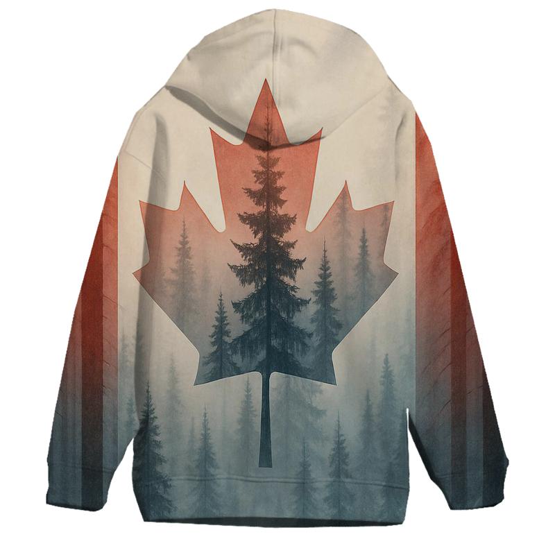 Canadian Flag Forest Double Exposure lightweight hoodies