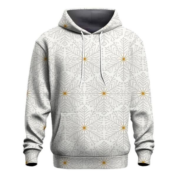 Gold Starburst Snowflake Tessellation On White designer hoodies
