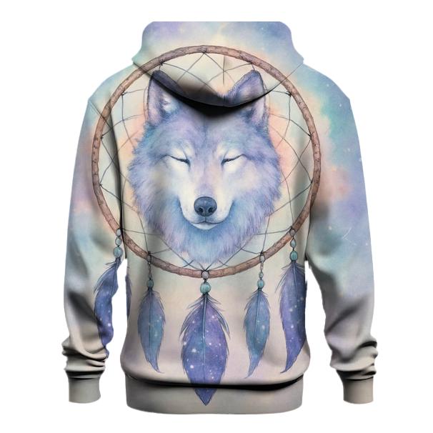 Celestial Dreamcatcher Wolf graphic hoodies