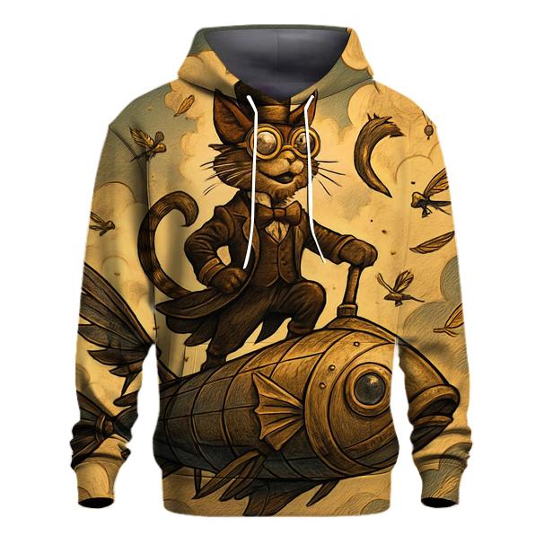 Steampunk Sky Sailor Cat lightweight hoodies
