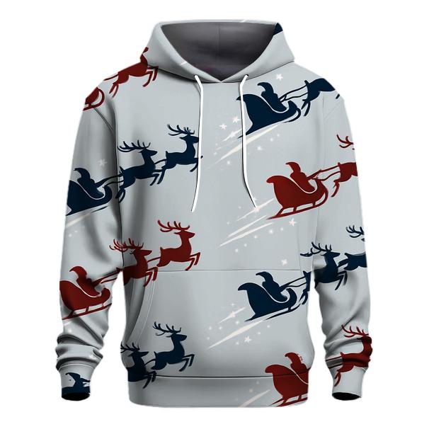 Polar Comet Sleigh And Reindeer Diagonal Array embroidered hoodies