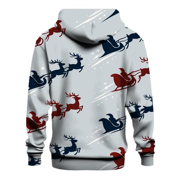Polar Comet Sleigh And Reindeer Diagonal Array embroidered hoodies
