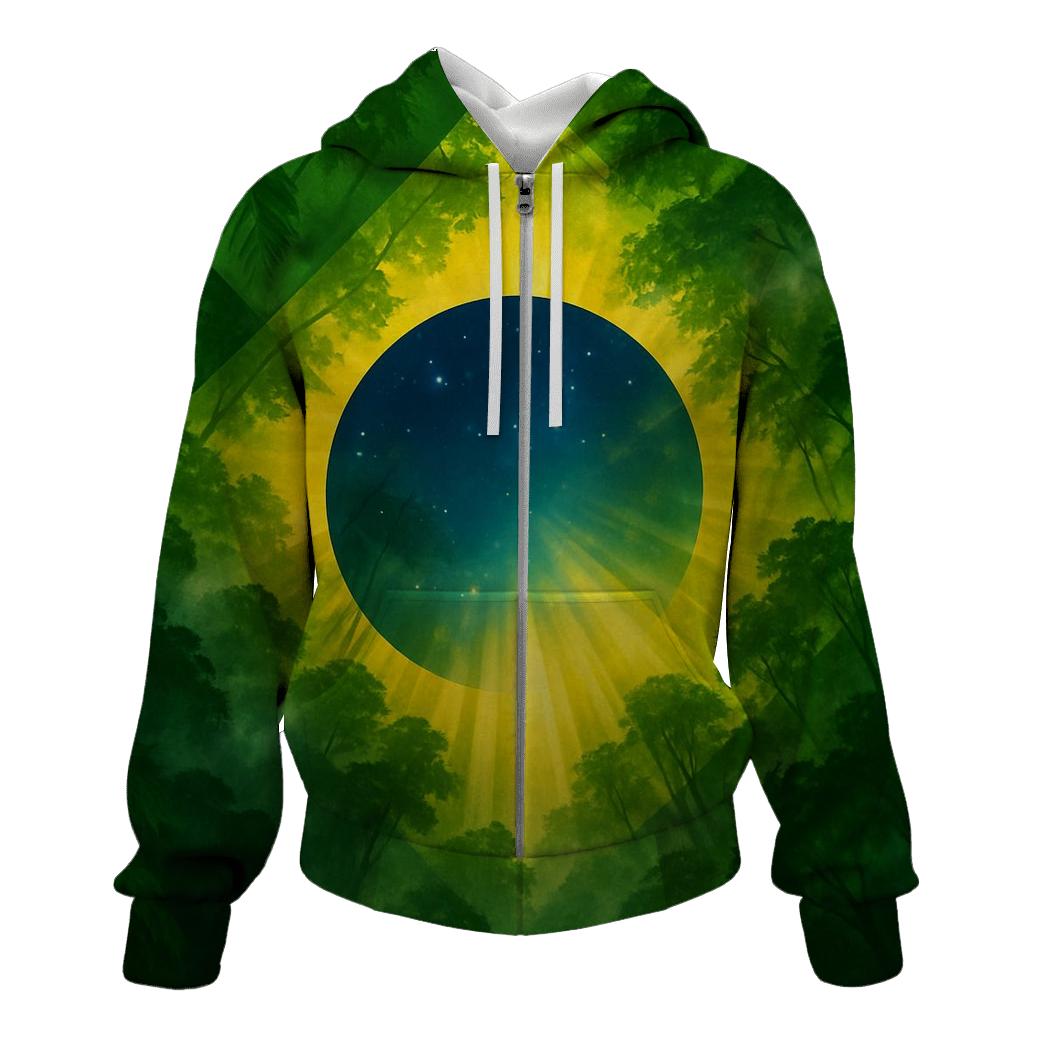 Brazilian Flag Canopy Over Rainforest Valley hoodie trends