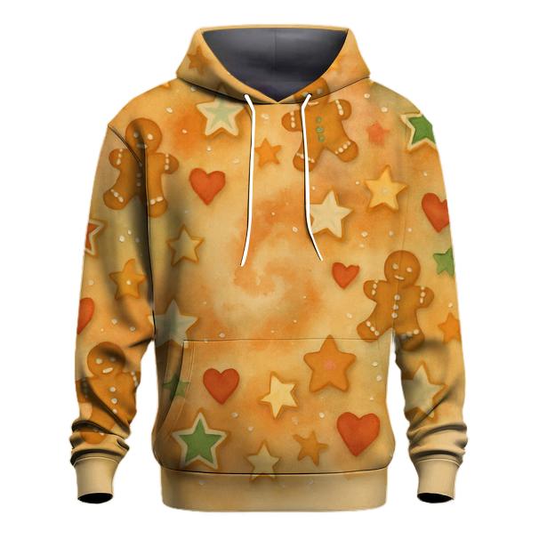 Gingerbread Star Nebula Scatter On Warm Beige embroidered hoodies