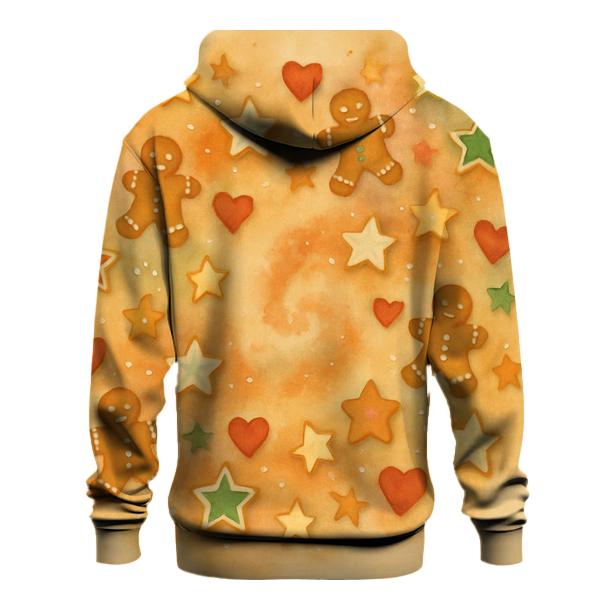Gingerbread Star Nebula Scatter On Warm Beige embroidered hoodies