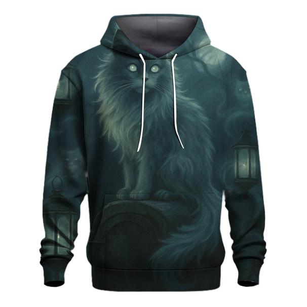 Haunted Lantern Cemetery Cat embroidered hoodies