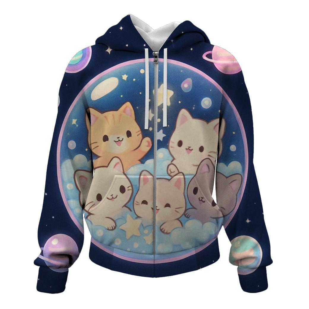 Cosmic Bubble Bath Kittens designer hoodies