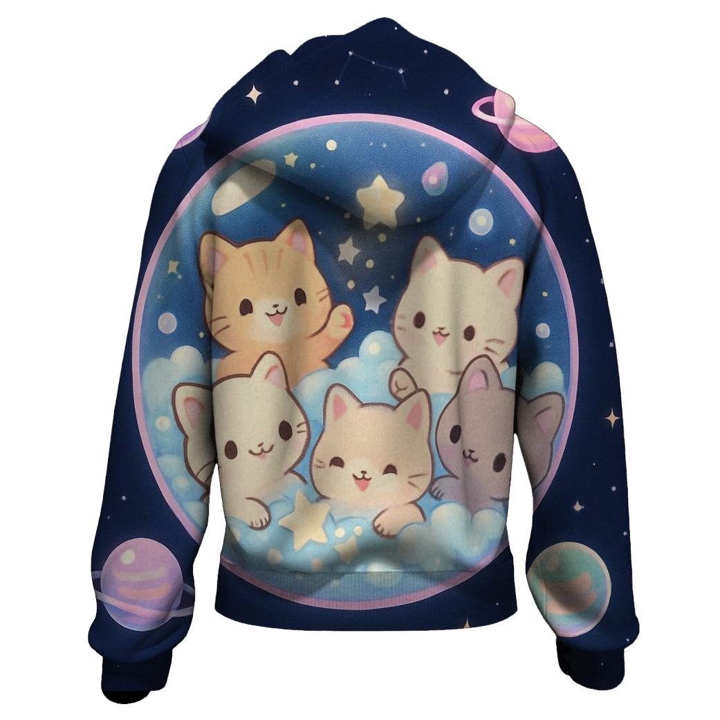 Cosmic Bubble Bath Kittens designer hoodies
