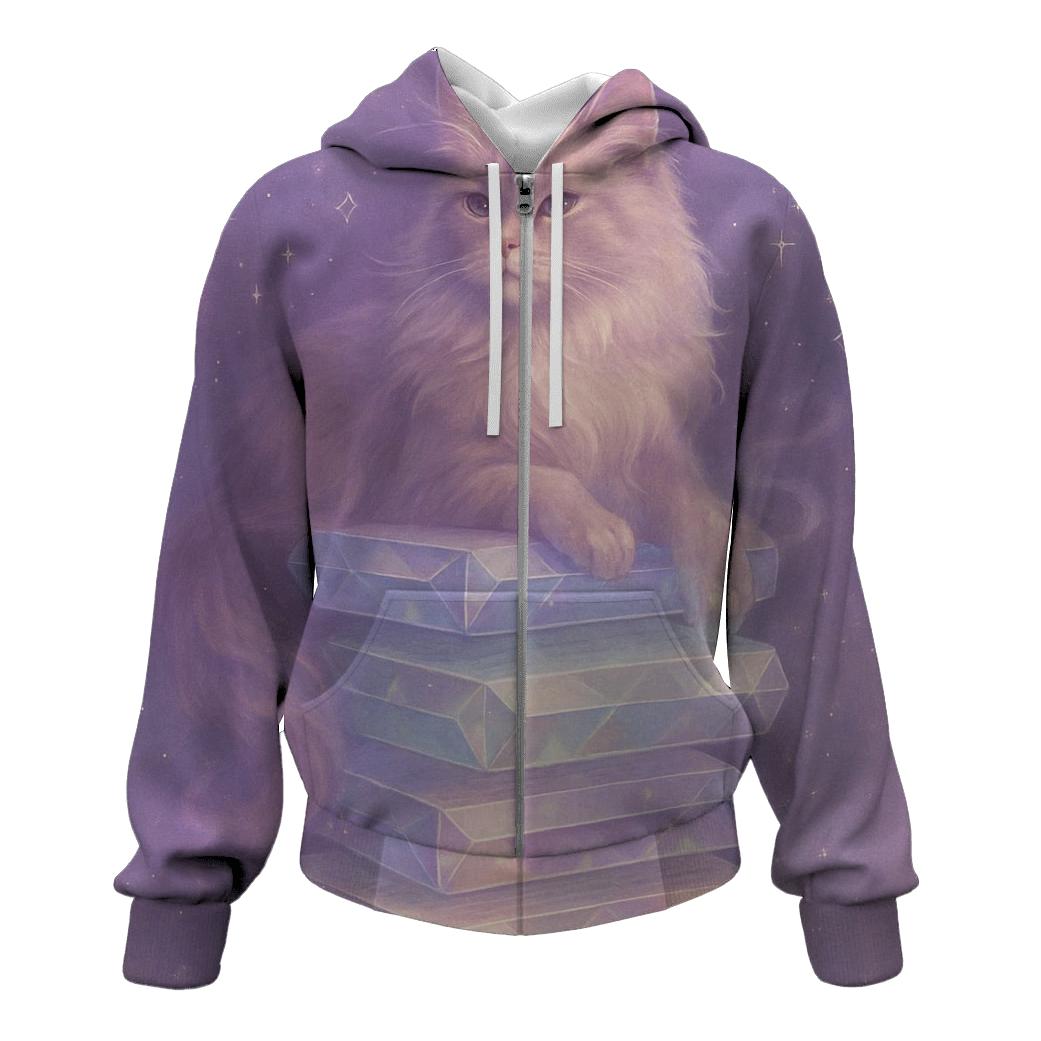 Crystal Library Reading Cat graphic hoodies