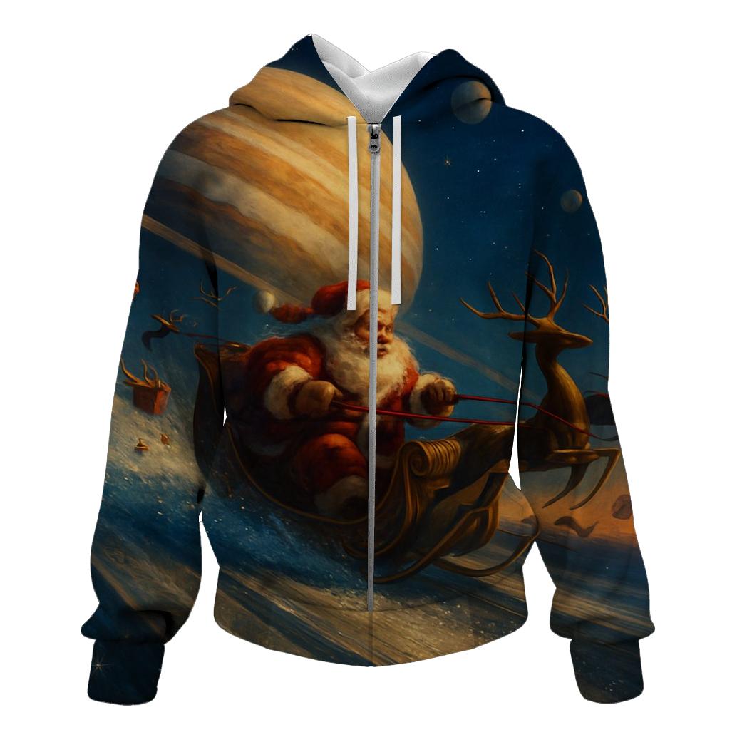 Ringed Planet Sleigh Drift embroidered hoodies