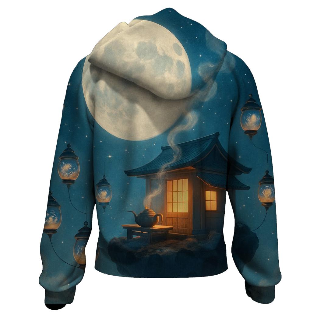 Moonlit Cosmic Tea House embroidered hoodies