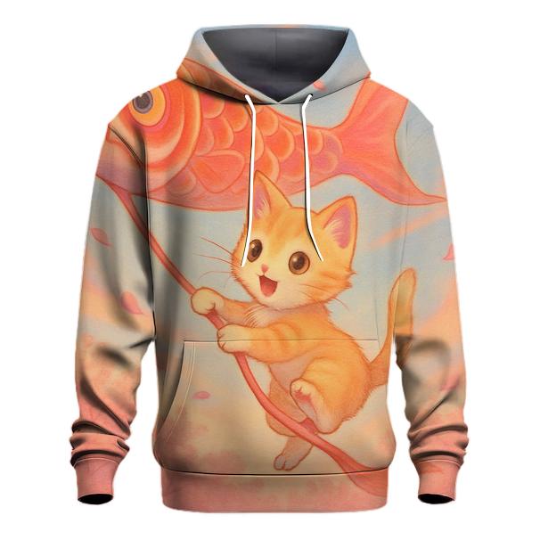 Cherry Blossom Kite Flight Cat custom hoodies