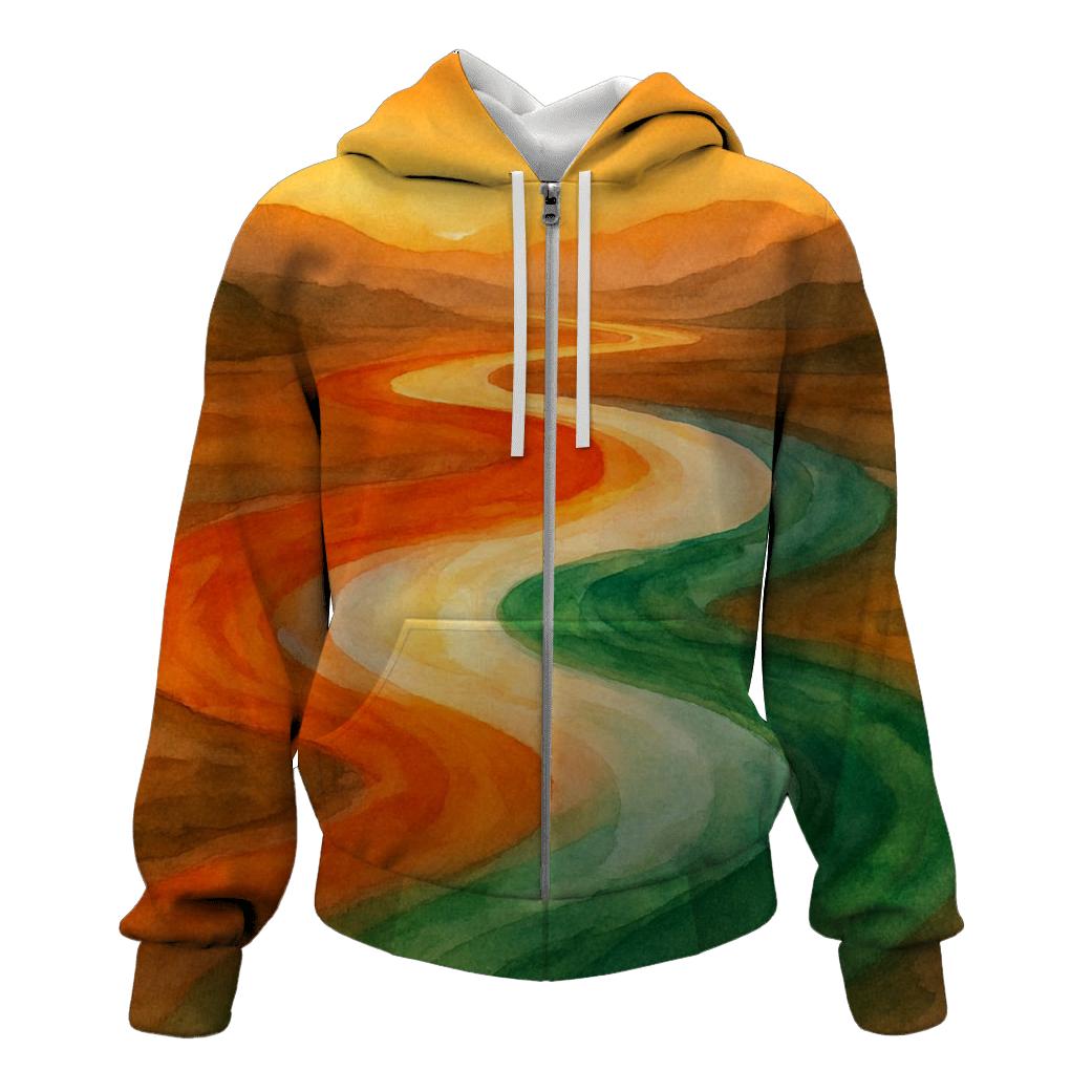 Indian Flag River Of Light At Sunset designer hoodies