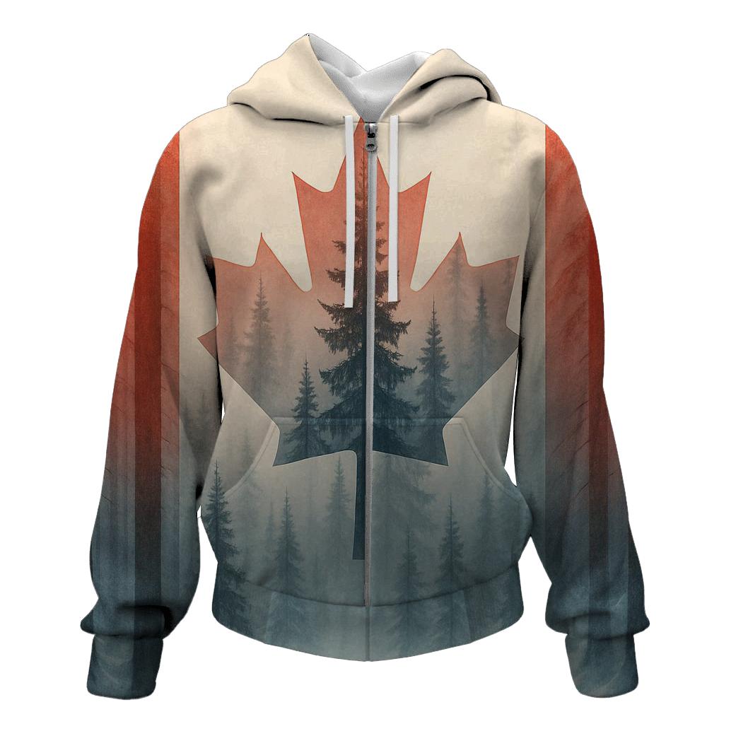 Canadian Flag Forest Double Exposure custom hoodies