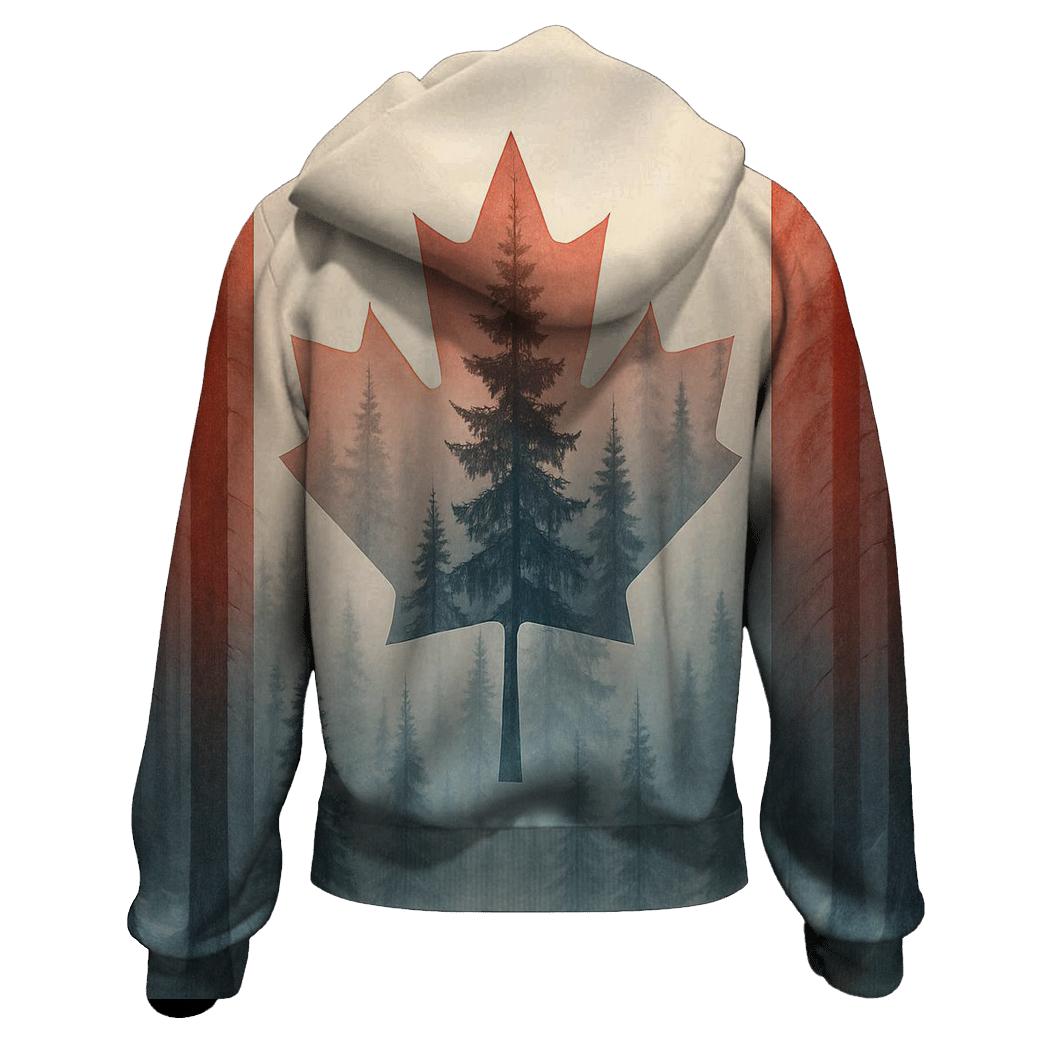 Canadian Flag Forest Double Exposure custom hoodies