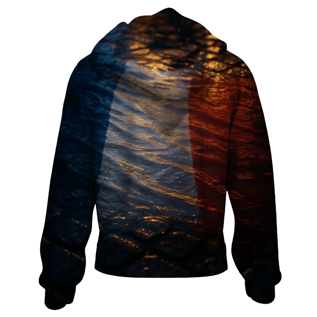 French Flag Refraction In Parisian Rain Puddles custom hoodies