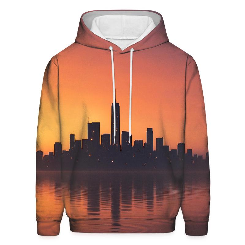 Skyline Reverie At Golden Hour Drift embroidered hoodies