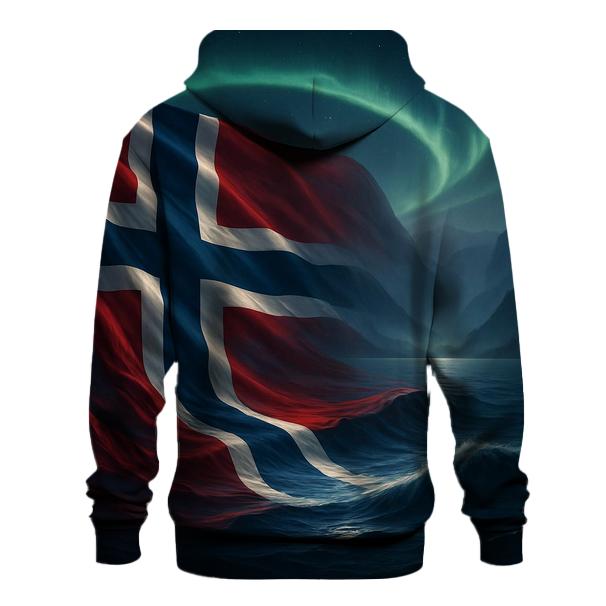 Aurora Over The Norwegian Flag Fjord embroidered hoodies