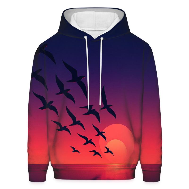 Crimson Flight Over Glass Horizon hoodies fashion