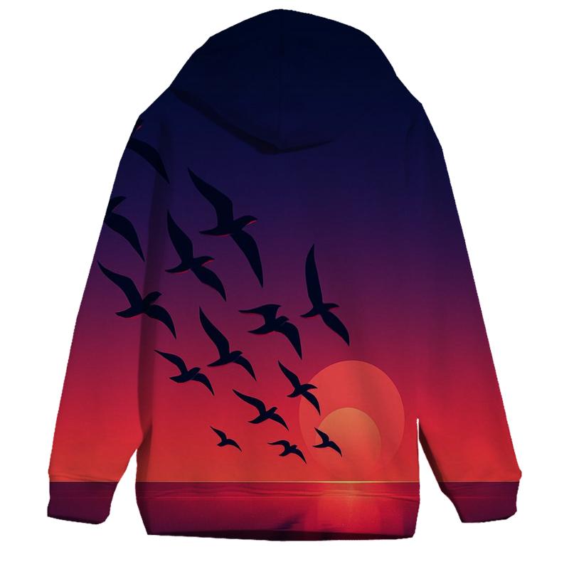 Crimson Flight Over Glass Horizon hoodies fashion