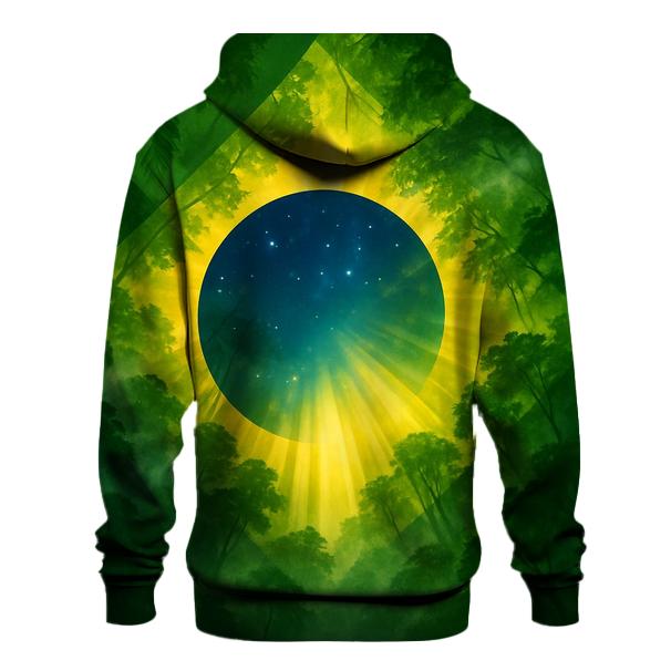 Brazilian Flag Canopy Over Rainforest Valley embroidered hoodies