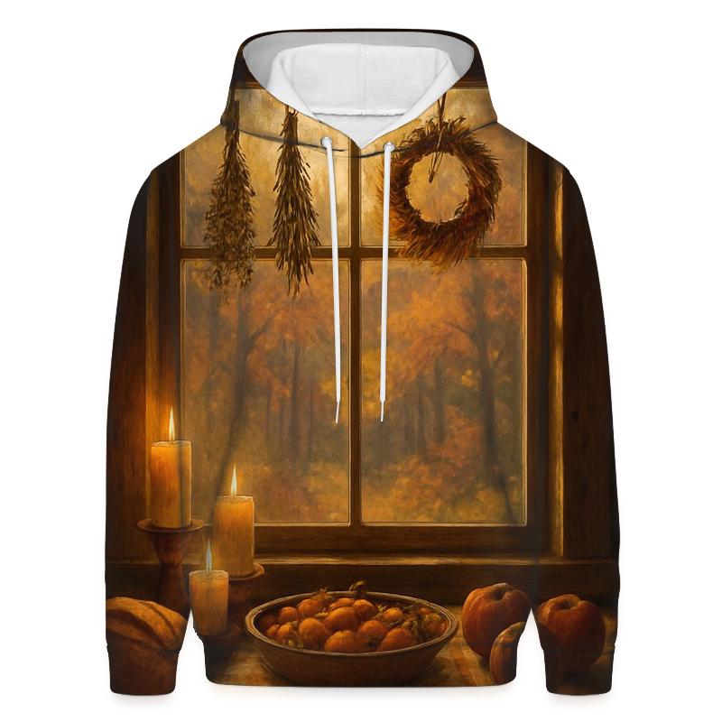 Autumn Cabin Window Of Thanks graphic hoodies