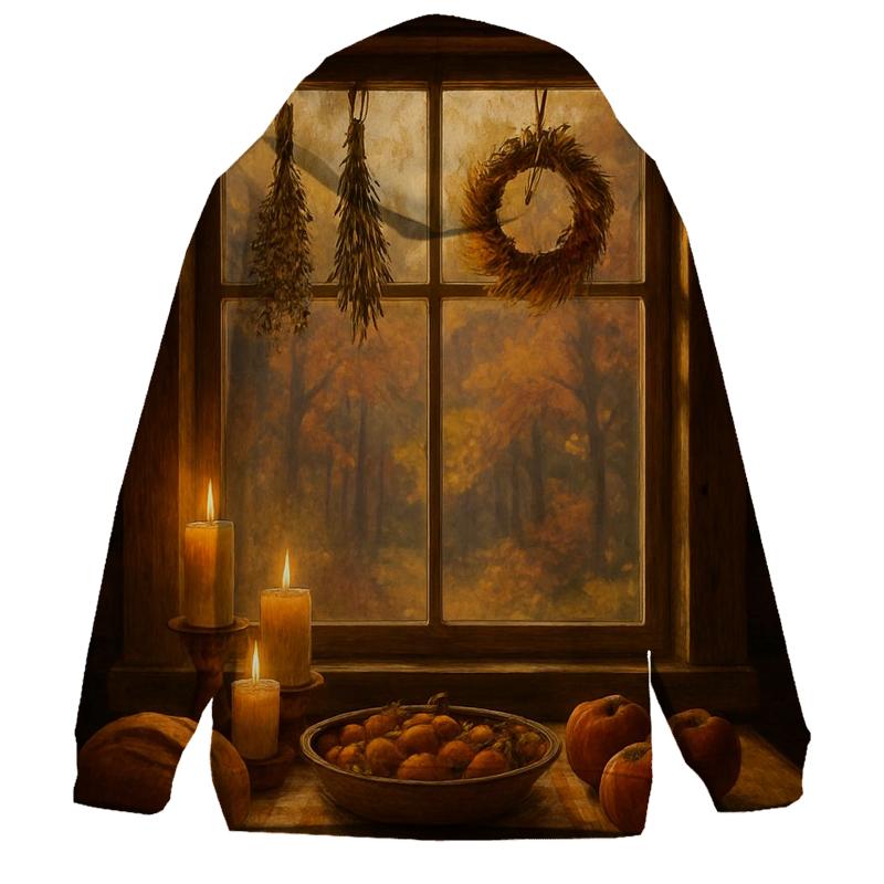 Autumn Cabin Window Of Thanks graphic hoodies