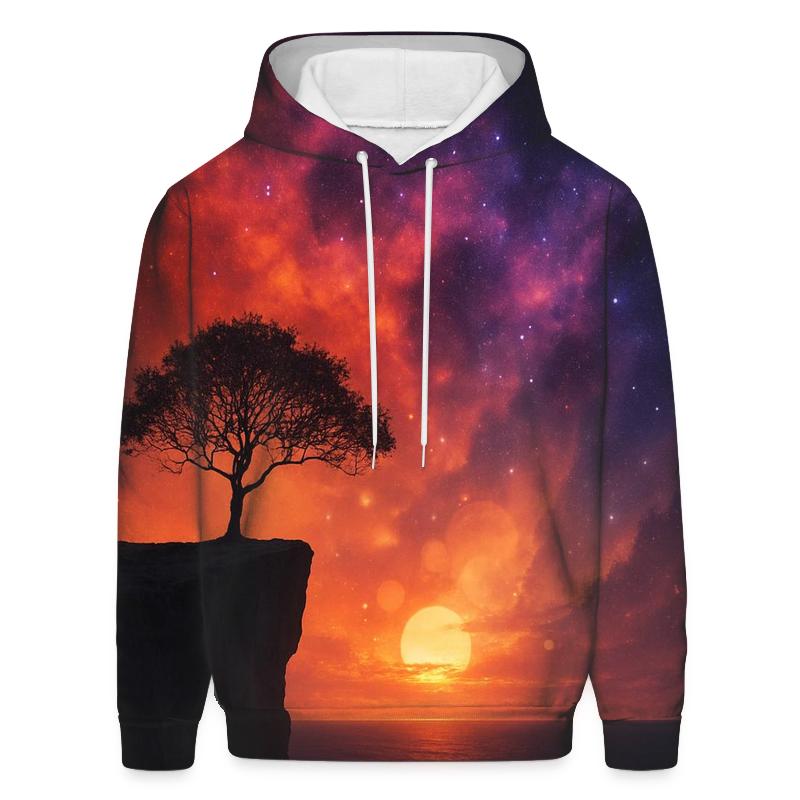 Nebula Sunset Over Silent Cliff custom hoodies