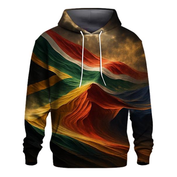 South African Flag Over Desert Storm Dunes printed hoodies