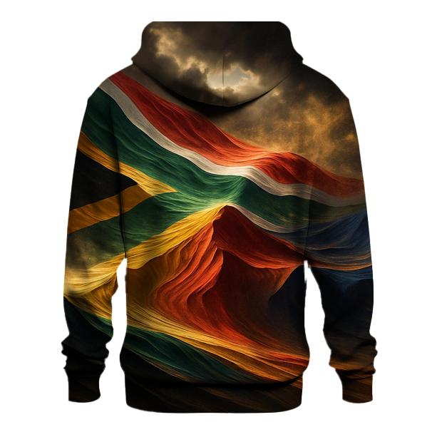 South African Flag Over Desert Storm Dunes printed hoodies