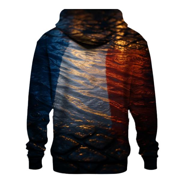 French Flag Refraction In Parisian Rain Puddles lightweight hoodies