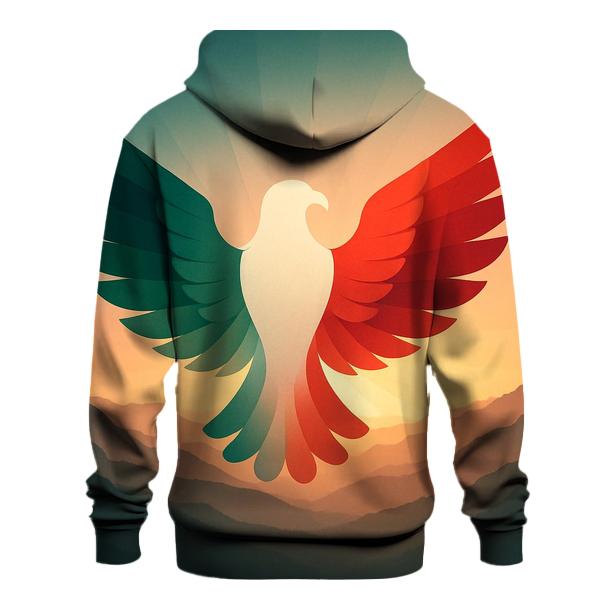Mexican Flag Eagle Silhouette In Sierra Sunrise graphic hoodies