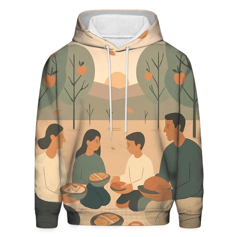 Sunset Orchard Family Blanket Picnic printed hoodies