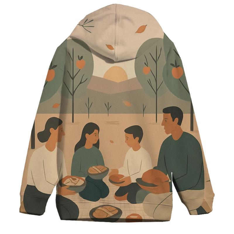 Sunset Orchard Family Blanket Picnic printed hoodies