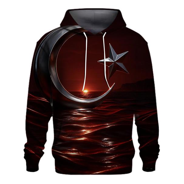 Turkish Flag Moon Over Anatolian Coast heavyweight hoodies