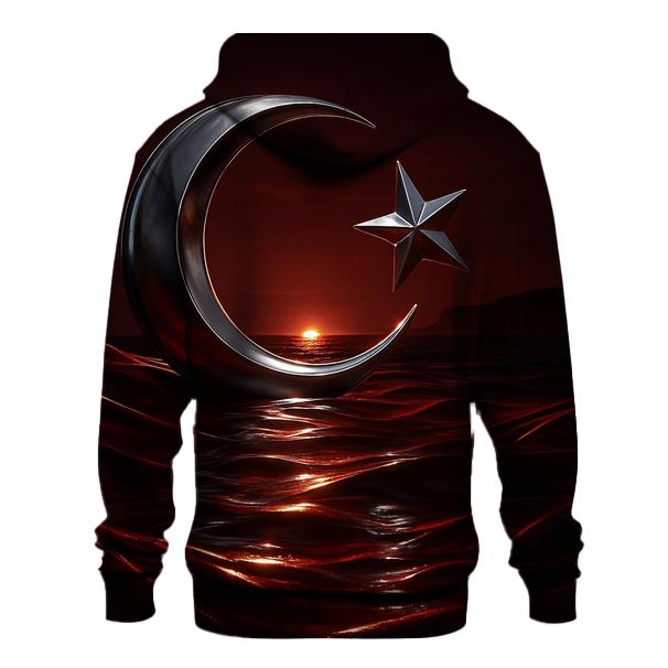 Turkish Flag Moon Over Anatolian Coast heavyweight hoodies