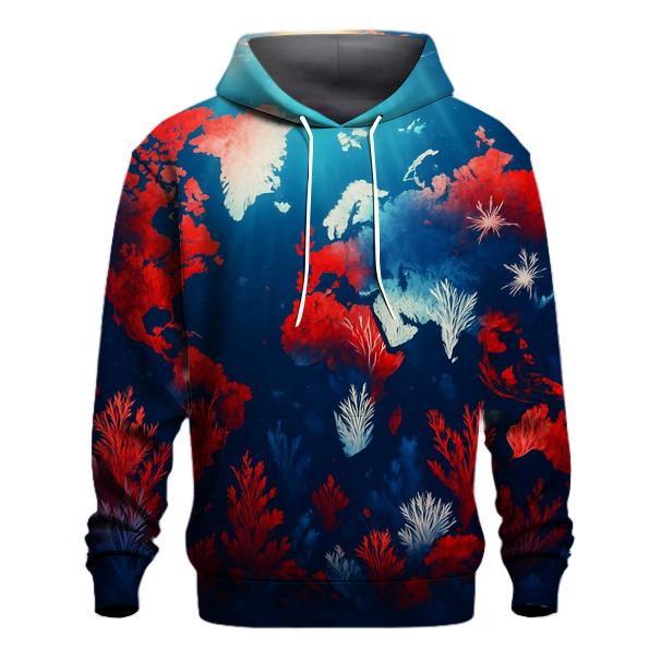 Australian Flag Reef World Map printed hoodies