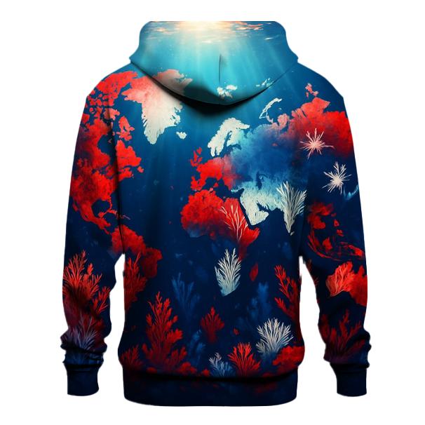 Australian Flag Reef World Map printed hoodies