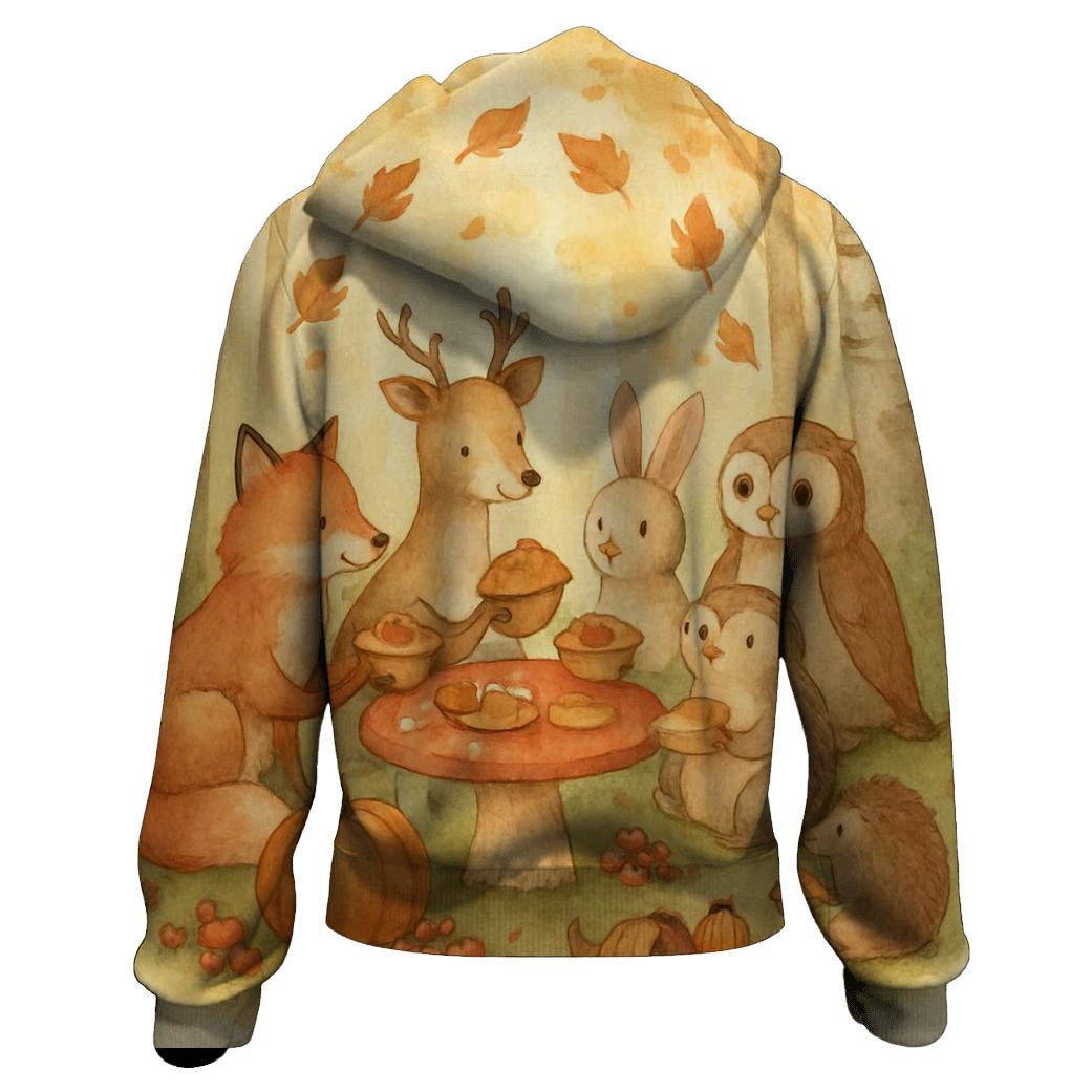 Woodland Friends Pumpkin Potluck pullover hoodies