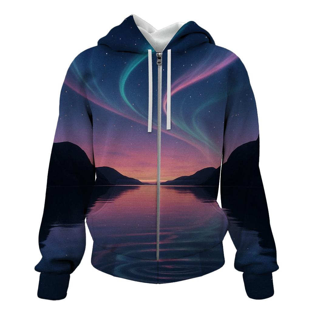 Aurora Lagoon At Rose Quartz Sunset zip-up hoodies