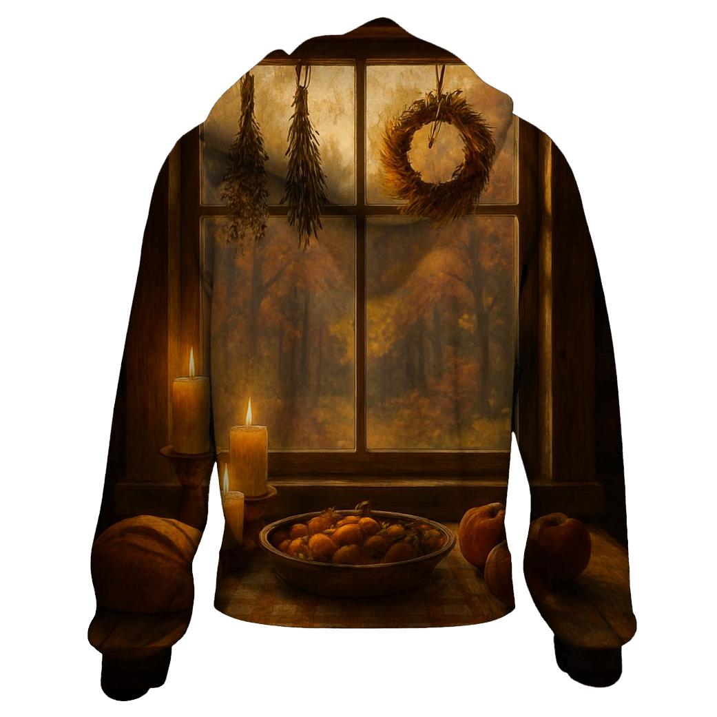 Autumn Cabin Window Of Thanks lightweight hoodies