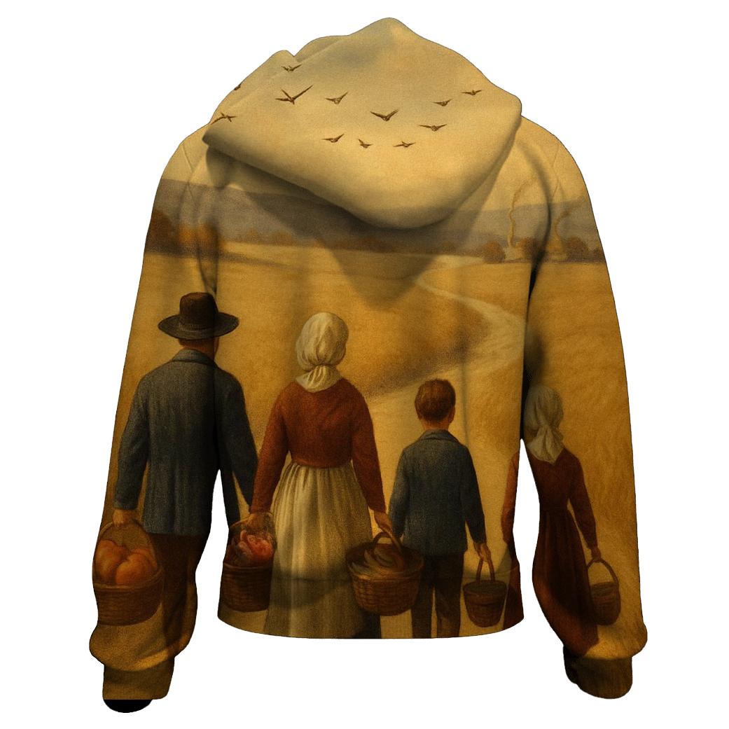 Pilgrim Path Through Amber Fields embroidered hoodies