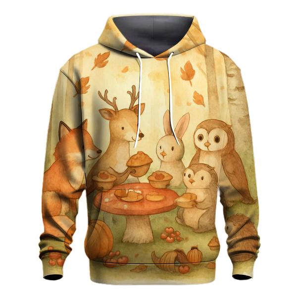 Woodland Friends Pumpkin Potluck printed hoodies