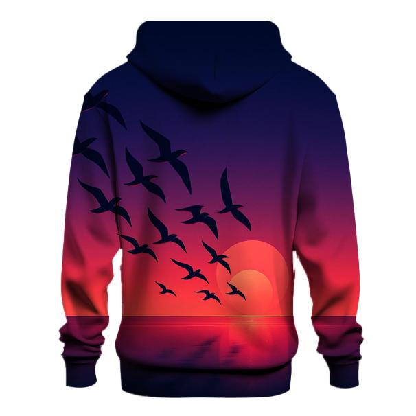 Crimson Flight Over Glass Horizon heavyweight hoodies