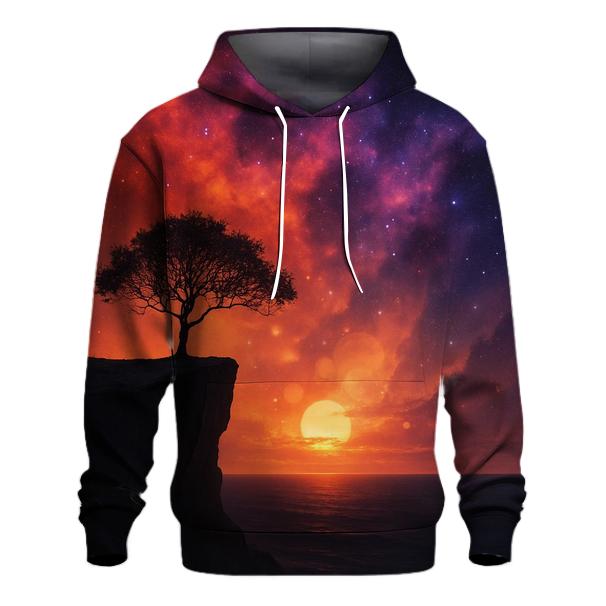 Nebula Sunset Over Silent Cliff graphic hoodies