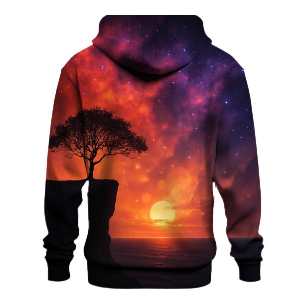 Nebula Sunset Over Silent Cliff graphic hoodies